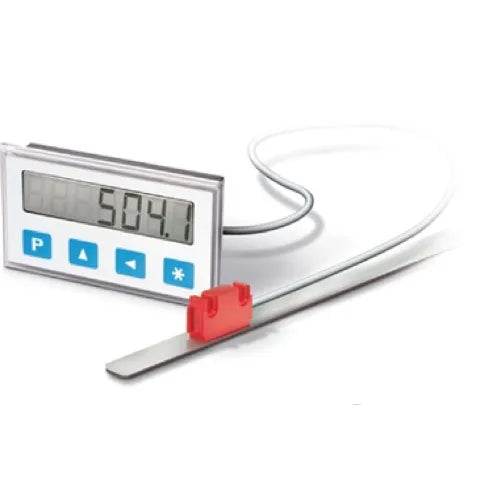 Digitalanzeige und Messsensor für Spannecken für Rahmenprofile für Maß- und Winkelgenaues Spannen im Rahmenbau.