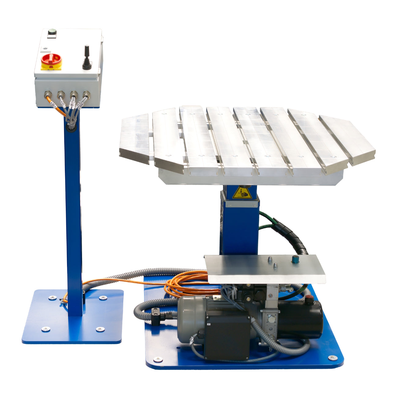 elektrohydraulischer Ergofix Schweiß- und Montagetisch mit Hub- und Neigefunktion sowie drehbarer Aluminium-Arbeitsfläche