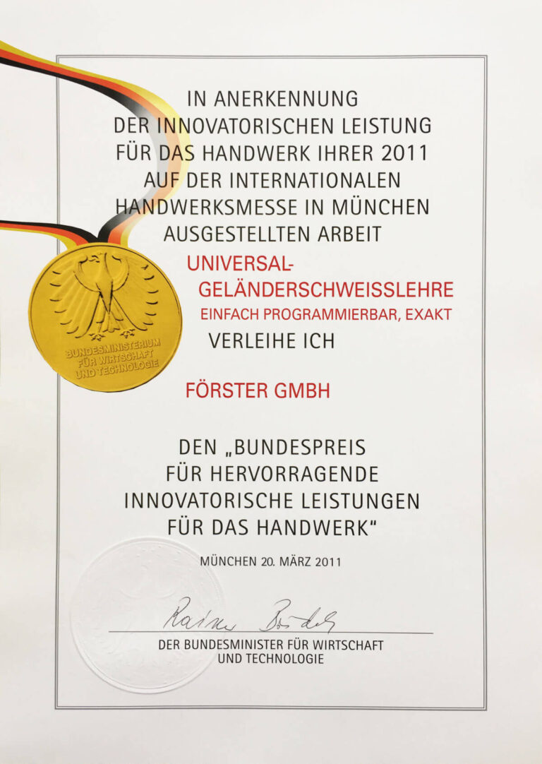 Preise – Bundespreis 2011 Urkunde