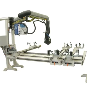 Rahmenbautisch mit Schweißgerät und Rauchabsaugung